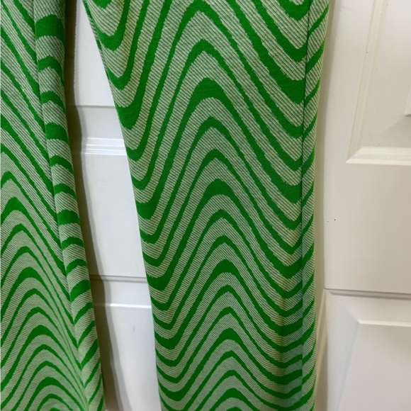 Urban Outfitters Green and White Patterned Flare Pants - Picture 1 of 4